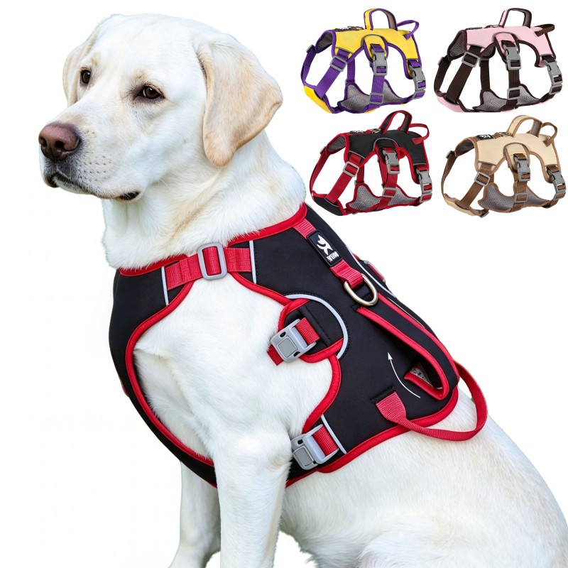 D Ring Strap - ノープル犬用ハーネス屋外散歩ペットチェストストラップ反射犬用ベストハーネスアンチエスカスペ牽引ロープラブラドール犬用品